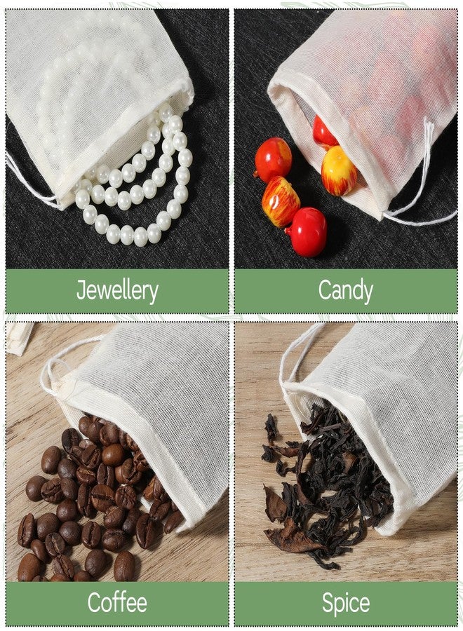 Dimeho 200 Pack Muslin Bags Cotton Drawstring Bags 4 x 3 Inches Canvas Linen Bag Reusable Sachet Bag Multipurpose Empty Gift Pouch for Tea Jewelry Wedding Party Home Supplies Favors Storage - Image 5